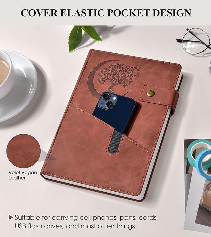 365 Page Thick Lined Journal Notebook for Men Women, A5 Leather Journals for Writing, Hardcover Notebooks for Work, School, Note Taking,Travel, Business,Personal Diary, College Ruled 5.9" x 8.4"