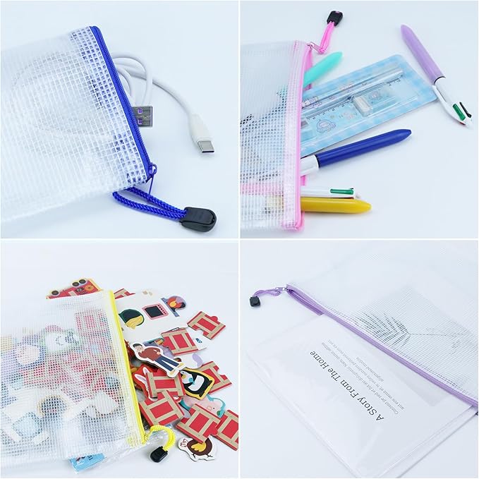 32pcs Mesh Zipper Pouch Bags, 8 Sizes Zipper Pouch, Mesh Bags With Zipper, Plastic Zipper Pouches, 8 Colors Zipper Pouches for Organizing, Board Game Storage, Travel, School Office Organize