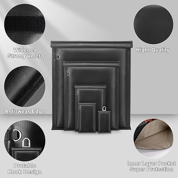 5 Pack Faraday Bags- Large Faraday Cage, Anti-Tracking Faraday Bag for Laptops & Tablets & Phones & Car Keys, RFID Signal Blocker Faraday Pouch, Fireproof & Waterproof Faraday Key Fob Protector