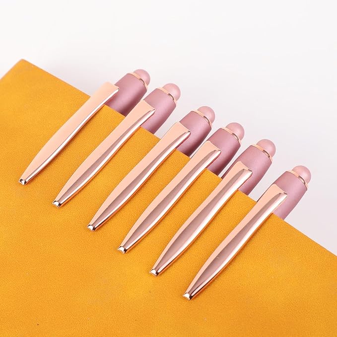 12 Pcs Ballpoint Pens,Fine Point Smooth Writing Pens,Kawaii Pens For Writing Journaling Taking Notes School Office Home. (Rose gold 12Pcs)