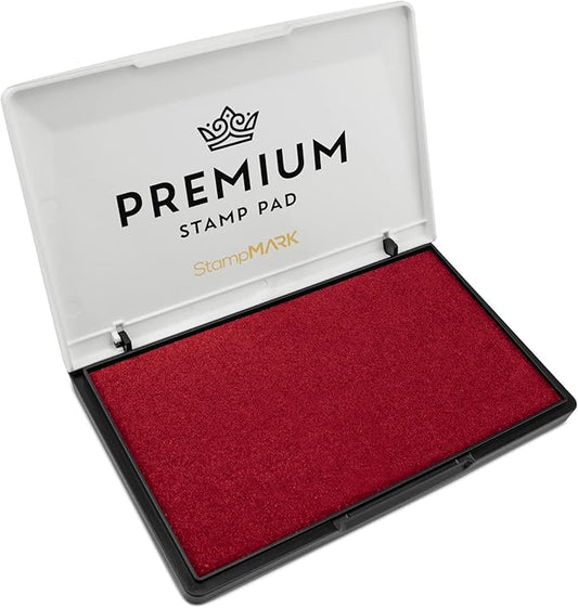 Premium Stamp Pad Large Size 3.5" x 6" - for Traditional Rubber Stamps - Felt Pad Crimson Red Color