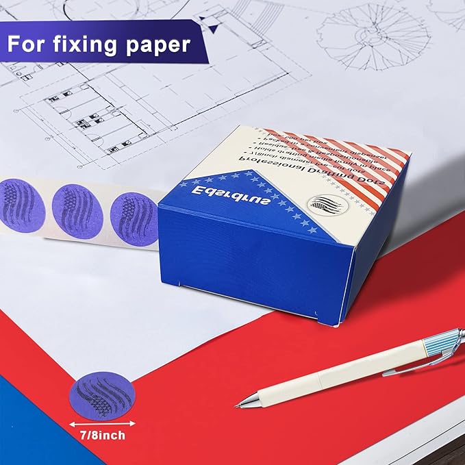 3 Pack Drafting Dots 7/8” Diameter, Low Tack, Easy Removal, Pre-Cut Drafting Tape Dots for Tracing, Drawing, Positioning, Roll of 500 Dots Per Box (White)