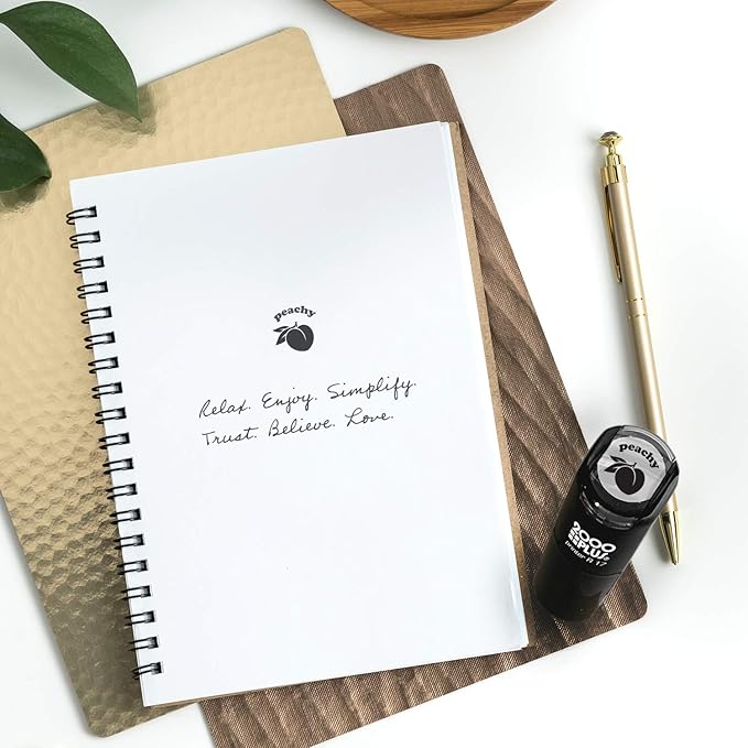 Peachy Stamp / 2000 Plus Self Inking Teacher Reward Stamper/Black Imprint Peach Fruit School Planner Worksheet Homework Test Stamp