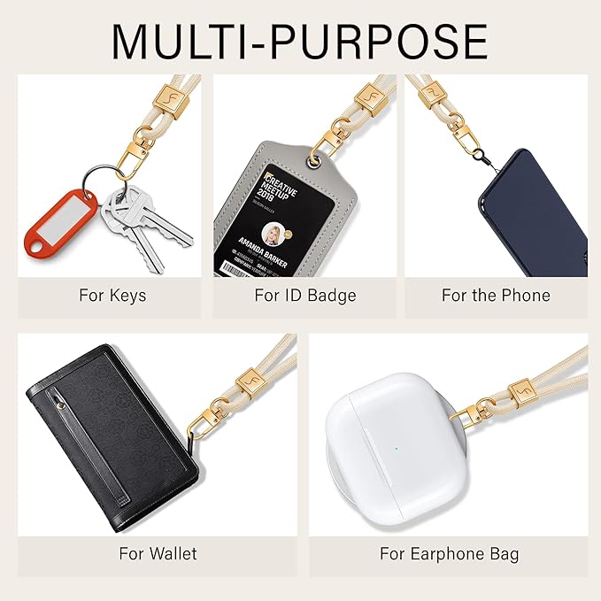 Fishent Keychain Wristlet lanyard, Cute Key Chain Holder, Upgraded Woven Wrist Lanyard for Keys, Wristlet Strap Keychain for Women Men Car Keys ID Badges Card Wallet Phone (Starlight)