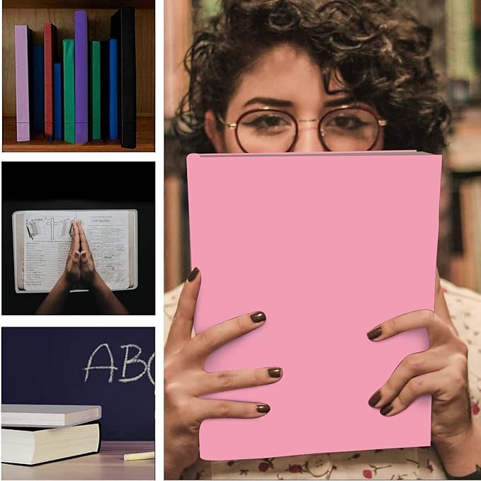 2 Pack Stretchable Book Sleeve Covers, for Paperbacks Hardcover Textbooks up to 9" x 12", Office Supplies with Free Sticker Labels (Grey + Pink)