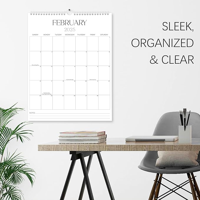 2025-2026 Wall Calendar Sleek Calendar 2025-2026 Runs from January 2025 to June 2026, Big 18 Months Spiral Hanging Wall Calendar for Home/Office w/Premium Paper and Large Blank Space