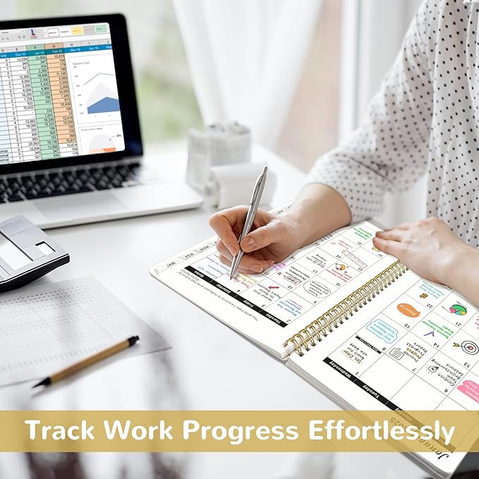 2025 Planner - Weekly and Monthly Planner, January 2025 to December 2025, Spiral Bound 2025 Calendar Planner Book, Inner Pocket, Perfect for Office Home School Supplies - A5 (6.3" x 8.5"), Beige Gray