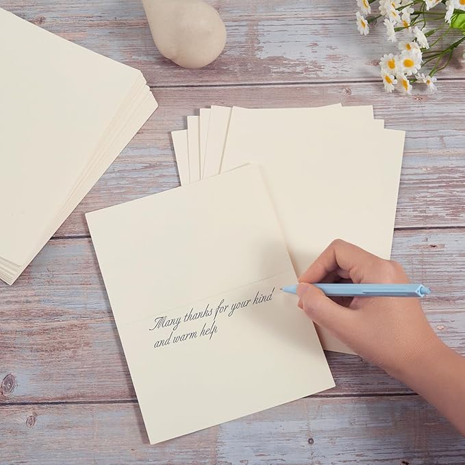 50 Pack Blank Cards Folded Cardstock Thank You Blank Greeting Cards for Invitations, Wedding, Greeting Cards, All Occasion DIY (Cream, 2x3.5)
