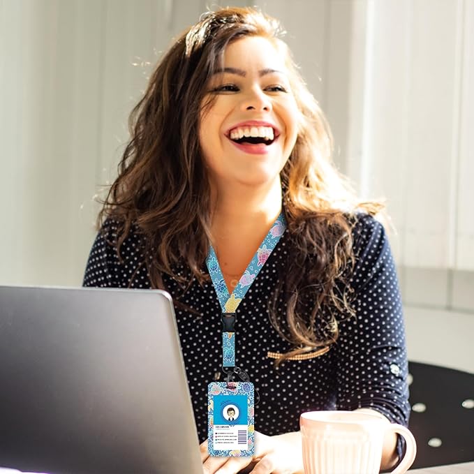 Cute Sea Turtle ID Badge Holder with Breakaway Lanyard, Lanyards for ID Badges Ajustable, Retractable Badge Reel Heavy Duty, Funny Teacher Nurse Work Office Gifts