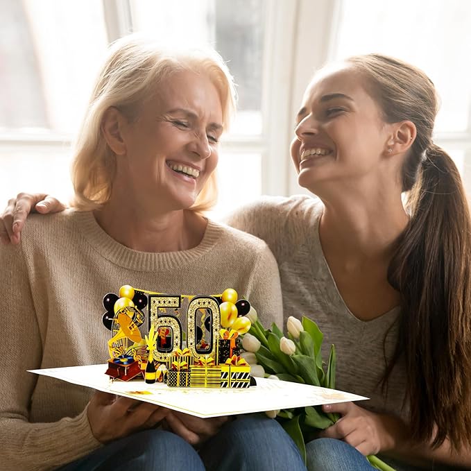 50th Birthday Card for Men Women, 3D Pop Up 50th Birthday Gifts Cards for Him Her, Back In 1975 Funny 50 Year Old Birthday Decorations