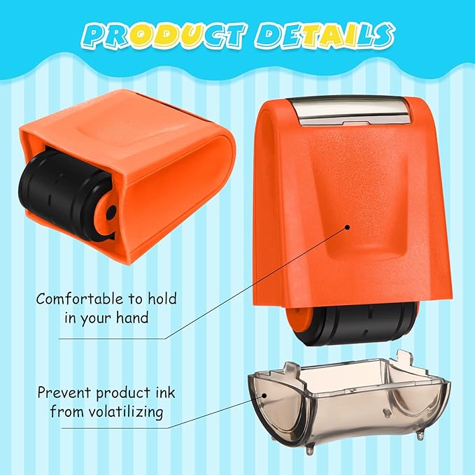 Sherr 2 Handwriting Line Stamp Roller Dashed Handwriting Lines Practice Roller Stamp for Kids, Teachers Kindergarten Education Classroom Back to School Need(2.72 x 2.44 x 1.54 Inch,Red, Orange)