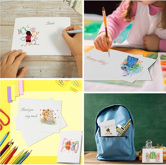 50 Pack Blank Cards Folded Cardstock Thank You Blank Greeting Cards for Invitations, Wedding, Greeting Cards, All Occasion DIY, 4x6 Folded Cards White