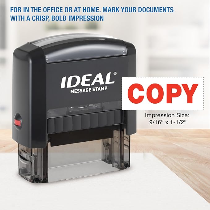 IDEAL Self Inking Stamp – Copy – Red Ink, Impression Size 9/16” x 1-1/2”