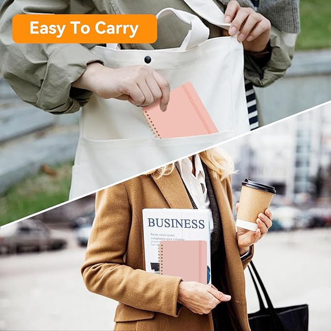 4 PCS Small Spiral Notebook 5x7, Spiral Journal Notebook, Notebooks for Work, Note Taking, School, Small Notebooks 5x7 with Strap, Cute Notebooks for Women 50 Sheets