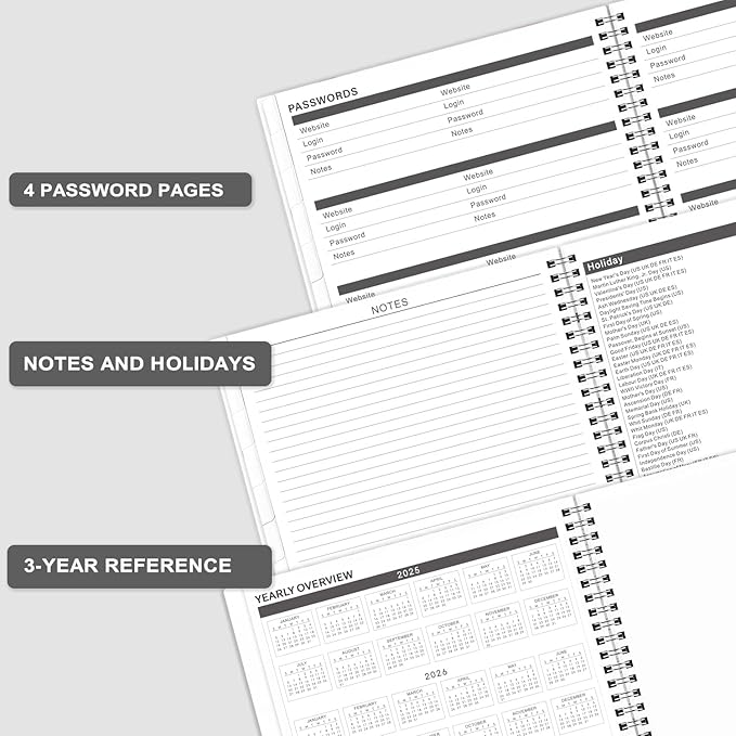 2025-2027 Monthly Planner/Calendar - 3 Year Monthly Planner 2025-2027, JAN 2025 - DEC 2027, 9'' x 11'', 36 Monthly Tabs, 2-Side Pocket