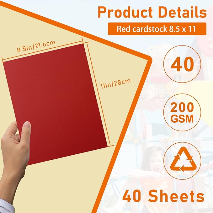 40 Sheets Dark Red Cardstock 8.5 x 11 Scrapbooking Paper, 200gsm/75lb Premium Construction Paper Card Stock for Making Cards, Wedding, School Crafting, Memus, Invitations