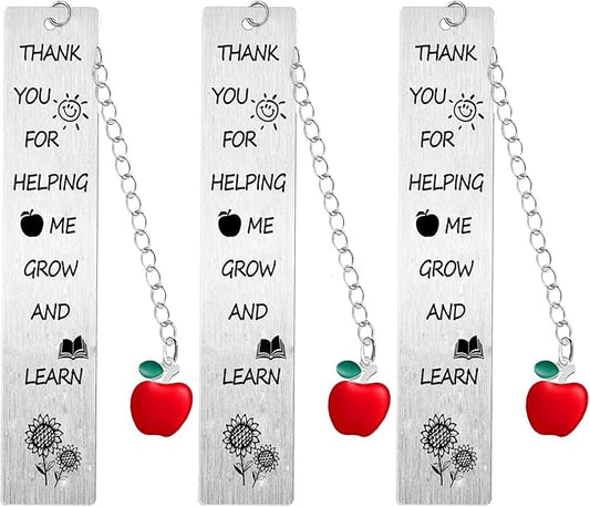 3PC Tank You for Helping Me Grow and Learn Teacher Bookmark Gifts Teacher Christmas Birthday Thank You Teacher Bookmark Presents