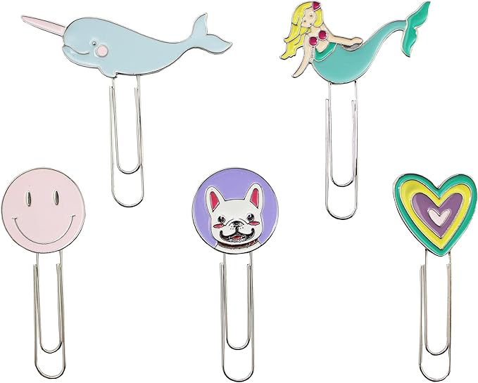 5PCS Paper Clips,Metal Paper Clips with Lovely Shape,Office Accessories for Desk Bookmark Office School Notebook