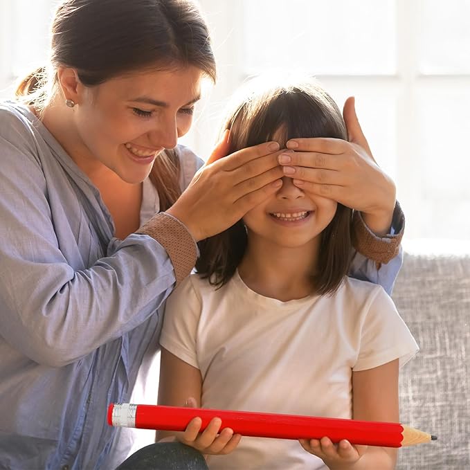 2 Pcs 16 Inch Pencils Wooden Jumbo Pencils Giant Wooden Pencils Funny Big Pencil with Cap Eraser Large Pencil Fun Novelty Gifts for Kids School Kindergarten Home Office Supplies(Red)