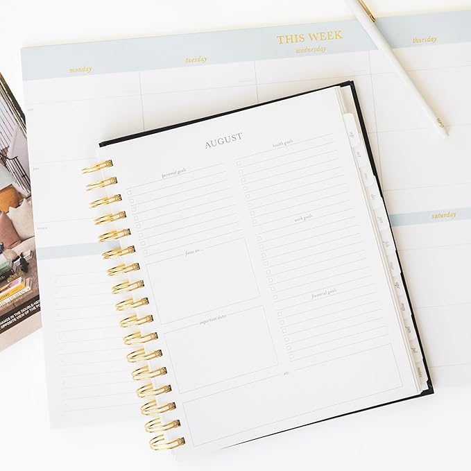 2024-2025 Sugar Paper Academic Signature Spiral Planner, Black, Monthly and Weekly Planning