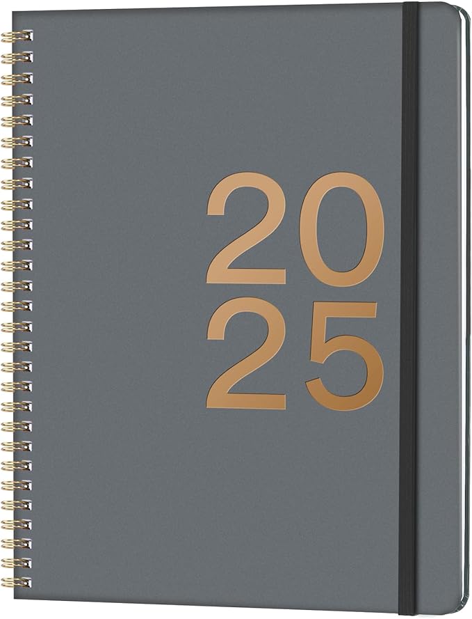 2025 Planner - 8" x 10" Hard Cover Planner 2025, Weekly Note Pages, JAN 2025 - DEC 2025, Calendar 2025 Planner, Large Writing Space, Elastic Band, Inner Pocket, Excellent for School & Office Schedule