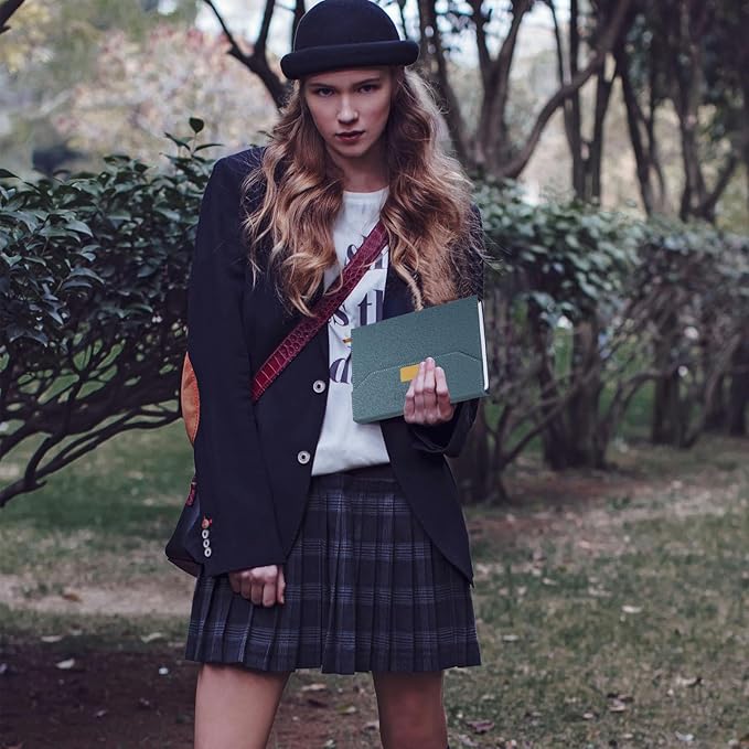 2025 Daily Monthly Planner - Calendar, January - December 2025, 100GSM Thick Paper, Leather Cover, Planner with Hourly Schedule,6.1" x 8.2", Daily Inside Page - Monthly Inside Page, Pen Holder, Bookmarks (Light blue)