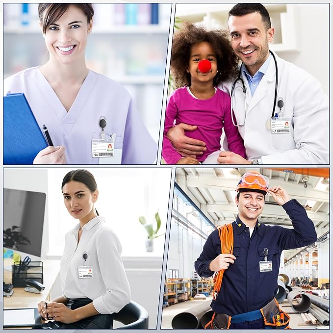 Honoson Heavy Duty Retractable Badge Reels Batch ID Badge Holder Retractable Clip Bulk Card Key Holder with Ring for Office Worker Employee, Doctor Nurse Gifts(Black,30 Pcs)