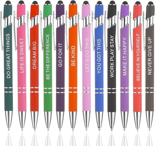 12 Pcs Ballpoint Pens,Fine Point Smooth Writing Pens,Kawaii Pens For Writing Journaling Taking Notes School Office Home. (12Pcs)