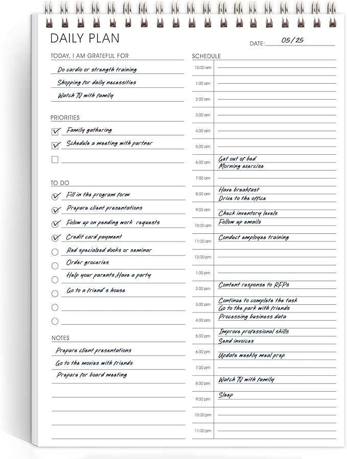 24 Hours Schedule Planner with Double Sided Use Daily Hourly Planner with To-Do List,Priorities 6.5" x 9.8", Schedule Planner Organizer for Office, School, Family