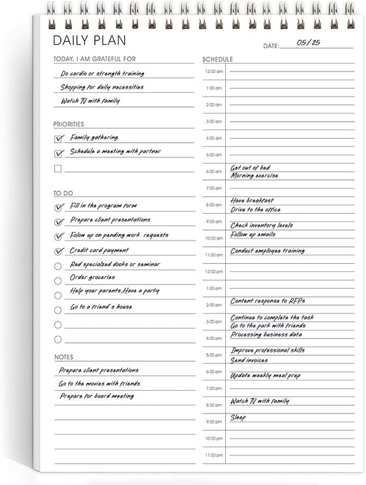 24 Hours Schedule Planner with Double Sided Use Daily Hourly Planner with To-Do List,Priorities 6.5" x 9.8", Schedule Planner Organizer for Office, School, Family