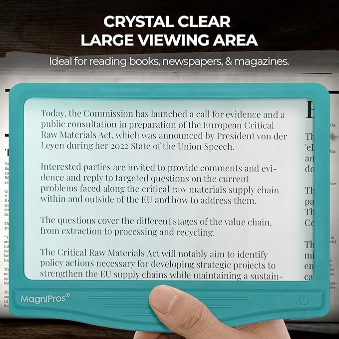 MagniPros 5X Large LED Page Magnifier for Reading with 3 Color Lighting Modes & Anti-Glare Lens to Reduce Eye Strain-Perfect for Small Prints, Aging Eyes, Low Vision and Seniors