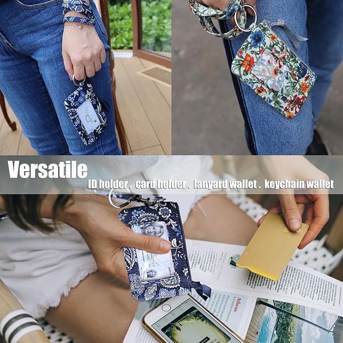 WONDERFUL FLOWER Lanyard Wallet, ID Holder, ID Wallet with Lanyard, Keychain Wallet for Women, Card Holder Wallet