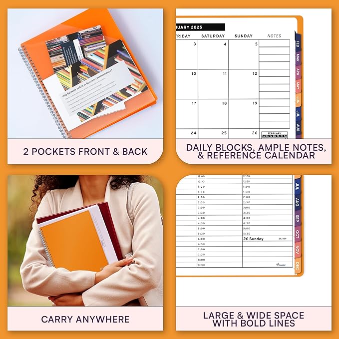 2025 Appointment Book & Planner- Ensight 6.5 x 8.5 inches, Large Tabbed Daily Hourly Weekly Planner, Calendar & Schedule Book 30-Minute time Slots, Business & Personal Planner Jan 2025- Dec 2025- Yellow