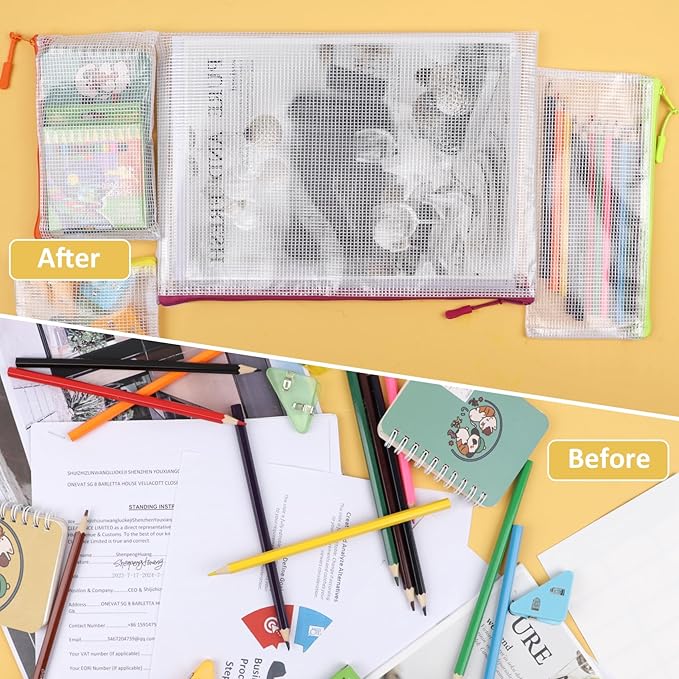 32pcs Mesh Zipper Pouch Bags, 12 Colors for Puzzles Board Game Storage, 8 Sizes for Reusable Plastic Zip Organizer for Travel Office Supplies, Puzzles, Board Game Storage