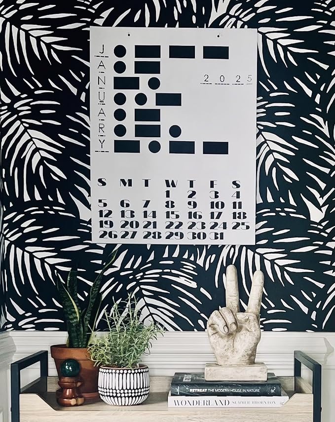 2025, Oversized Monthly Wall Calendar, Wall Art, Poster, 19.25" x 24.75", Alternating Black and White Pages, Morse Code, MADE IN THE USA