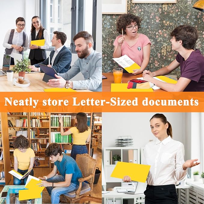 25Pcs Yollow Folders with Pockets -2 Pocket Folders,Pocket Folders for Documents,Cute Paper Folders for Filing Cabinet,School,Office,Resume Portfolio