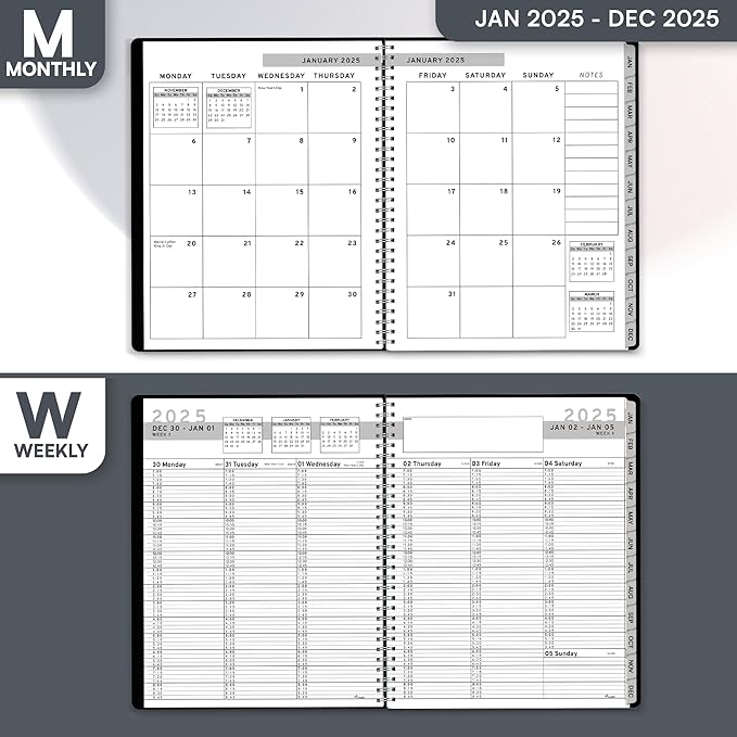 2025 Appointment Book & Planner- Ensight 8.5 x 11 inches, Large Tabbed Daily Hourly Weekly Planner, Calendar & Schedule Book 15-Minute time Slots, Business & Personal Planner Jan 2025- Dec 2025- Black