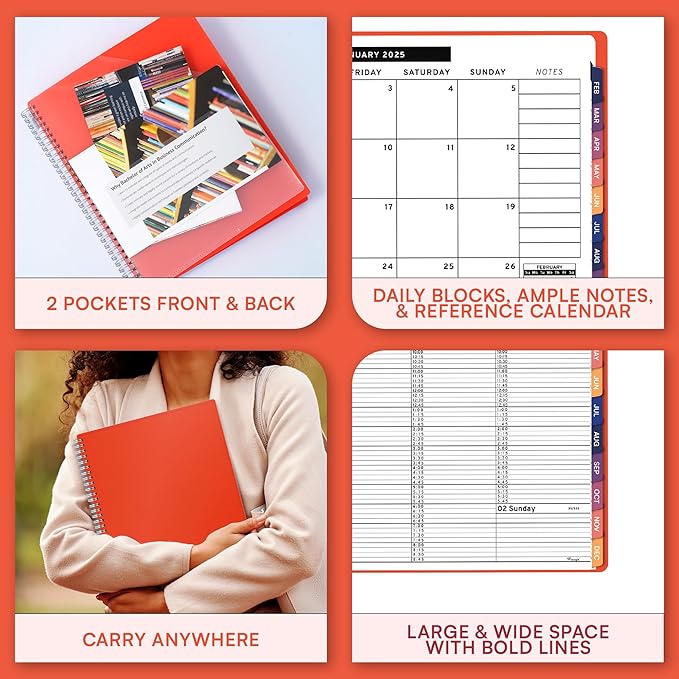 2025 Appointment Book & Planner- Ensight 8.5 x 11 inches, Large Tabbed Daily Hourly Weekly Planner, Calendar & Schedule Book 15-Minute time Slots, Business & Personal Planner Jan 2025- Dec 2025- Peach