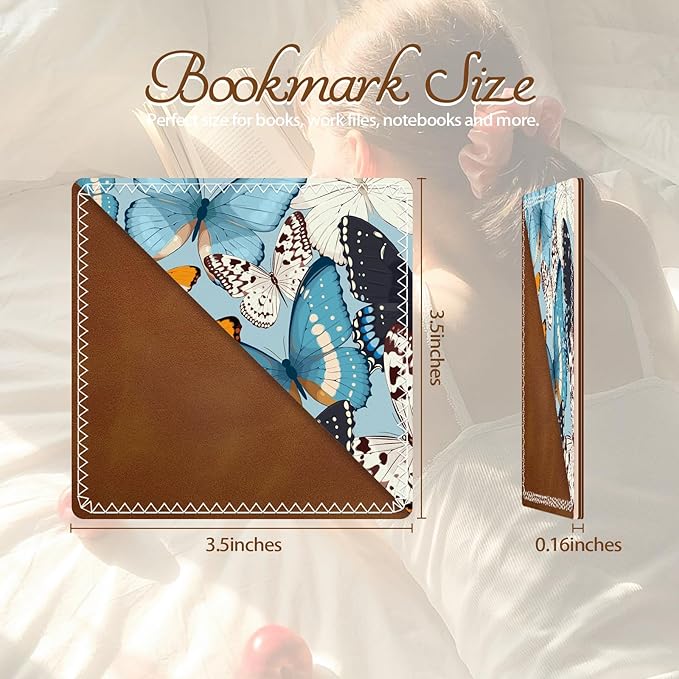 3 Pieces Leather Bookmarks, Personalized & Cute Book Accessories for Reading Lovers, Page Markers for Women Men Girls Boys Student Teacher Kids Retirement Birthday Gifts (Flowers, Butterfly)