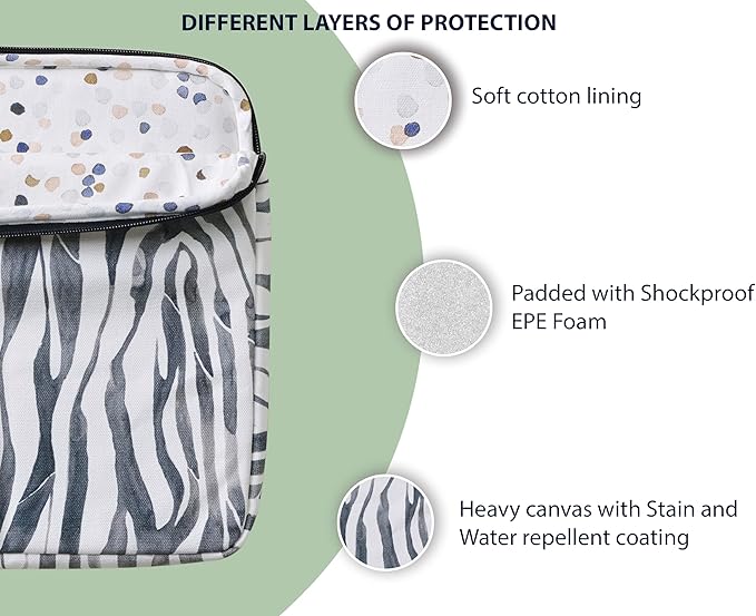Maison d'Hermine Laptop Bag upto 13.5 inch Stain and water repellent Cotton canvas - Zebra