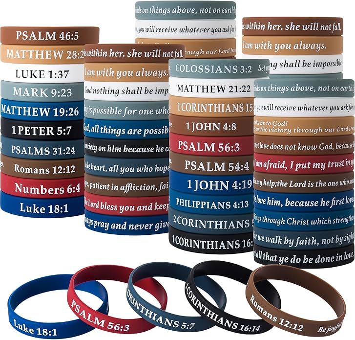 QEERBSIN Bible Verses Bracelets Motivational Christian Rubber Bracelets Faith Hope Wristbands Bracelets for Men Women Teens