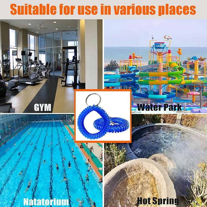 Pack of 36 Colorful Spring Spiral Wrist Coil Key Chain, Wristband Key Ring (Assorted Color)