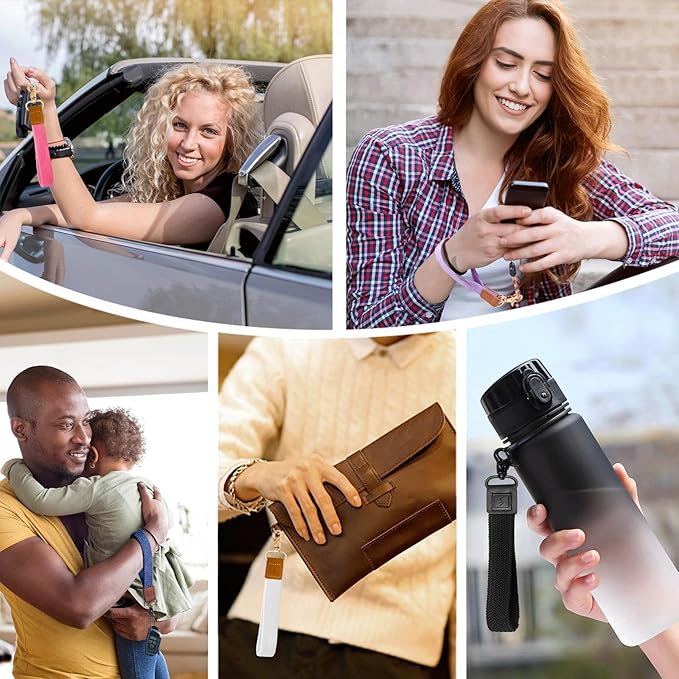 Fishent Stretchy Wristlet Keychain,Braided Cute Wrist Lanyards for Keys, Key Chain Holder for Women Men, Wrist Strap Keychain for Car Keys Phone Camera Wallet ID Badges Card (Gradient Orange)