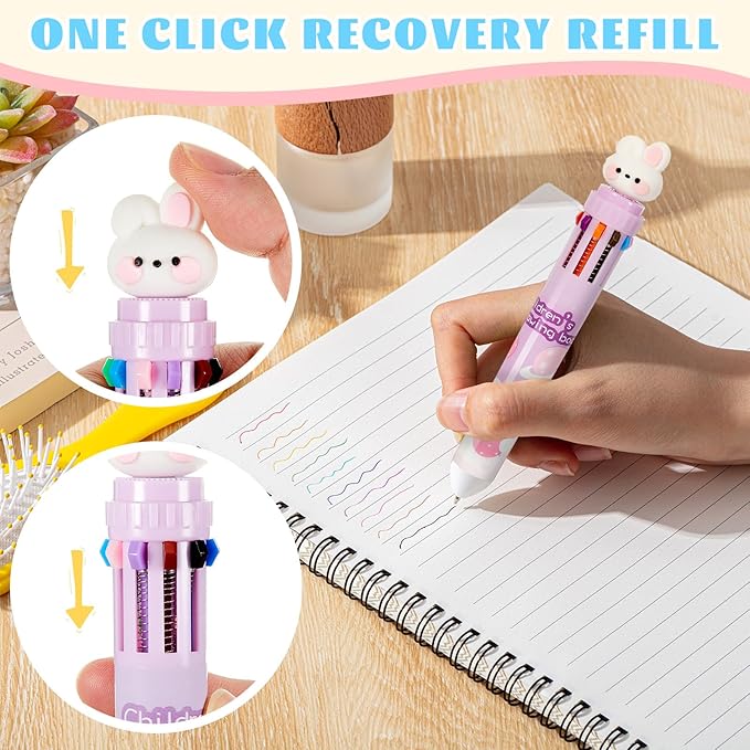 36 Pcs Multicolor Pen in One Include 4 In1 and 10 in 1 Colored Cute Pens Retractable Cartoon Ballpoint for Valentine‘s Day Birthdays Office Gifts (Cute)