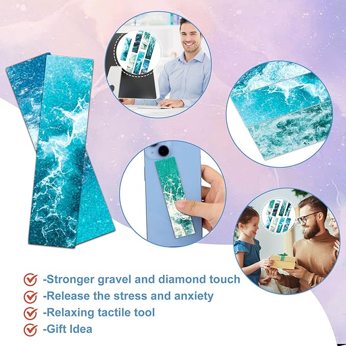 50PCS Calm Strips for Anxiety Sensory Stickers Calm Stickers for Relieve Adults Kids Teens Fidgets Stress Office&Classroom Supplies Anxiety Relief Items with Tactile Textured Surface Patterns(Sea)