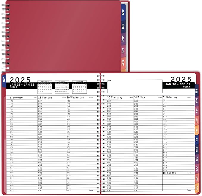2025 Appointment Book & Planner- Ensight 8.5 x 11 inches, Large Tabbed Daily Hourly Weekly Planner, Calendar & Schedule Book 15-Minute time Slots, Business & Personal Planner Jan 2025- Dec 2025- Maroon