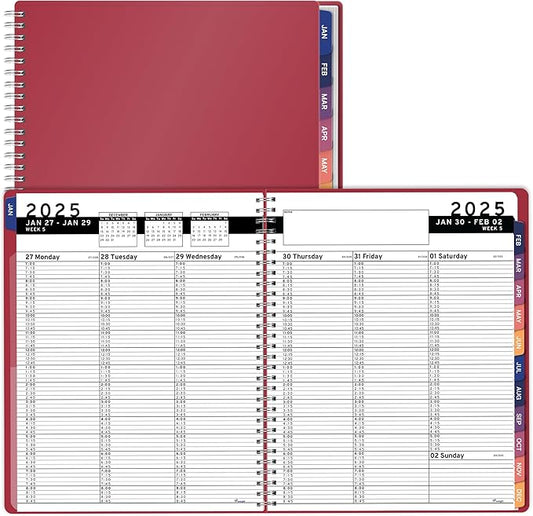 2025 Appointment Book & Planner- Ensight 8.5 x 11 inches, Large Tabbed Daily Hourly Weekly Planner, Calendar & Schedule Book 15-Minute time Slots, Business & Personal Planner Jan 2025- Dec 2025- Maroon