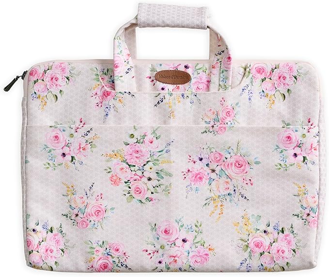 Maison d'Hermine Laptop Bag upto 13.5 inch Stain and water repellent Cotton canvas - Sweetrose Lavender