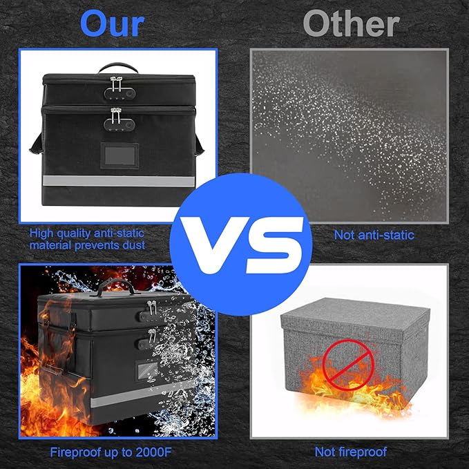 2 Layer File Box with Lock, Portable Document Organizer Box with Handle, Fireproof File Box for Home Office, Legal File Organizer Storage