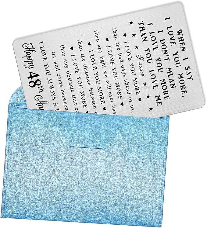 48 Year Anniversary Card Gifts for Him Her - Steel Card Gift for Men - 48th Wedding Anniversary Wallet Cards Gifts